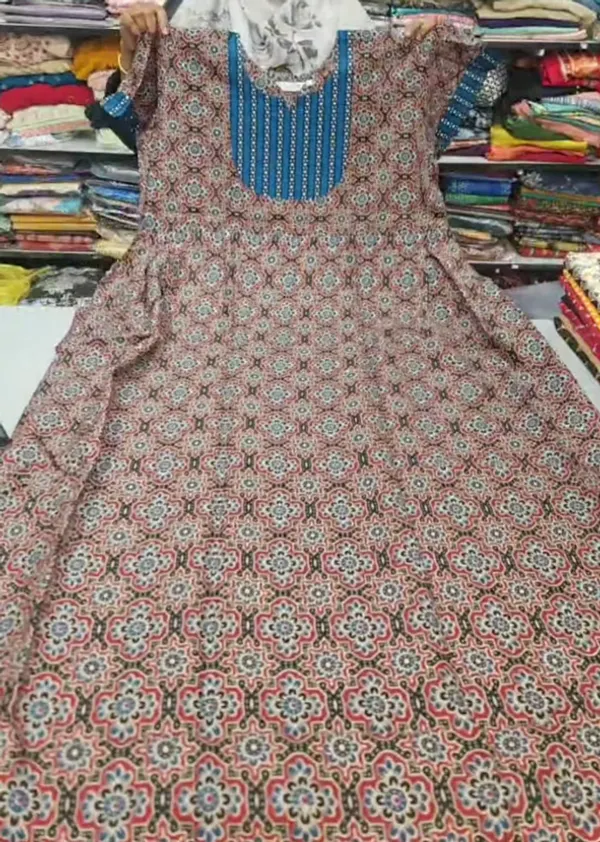 Premium Cotton Frock Style Nighty with Adjustable Rope & Side Pocket |NT3633